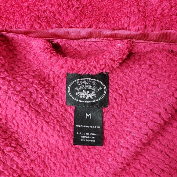 Laura Ashley Plush Textured Cozy Wrap Robe Lounge Shawl Collar Nubby Cottage M - Picture 2 of 12